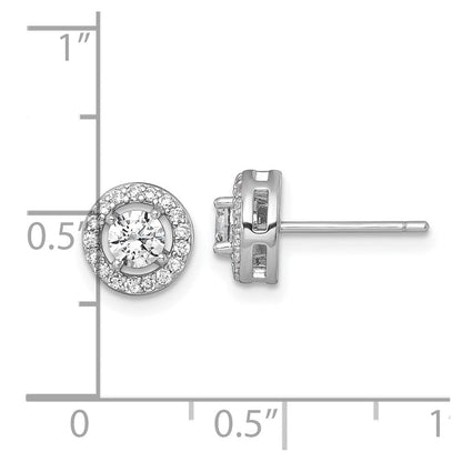Sterlingsilber Rhodiniert Poliert 8mm Rund Heiligenschein Zirkonia Ohrstecker