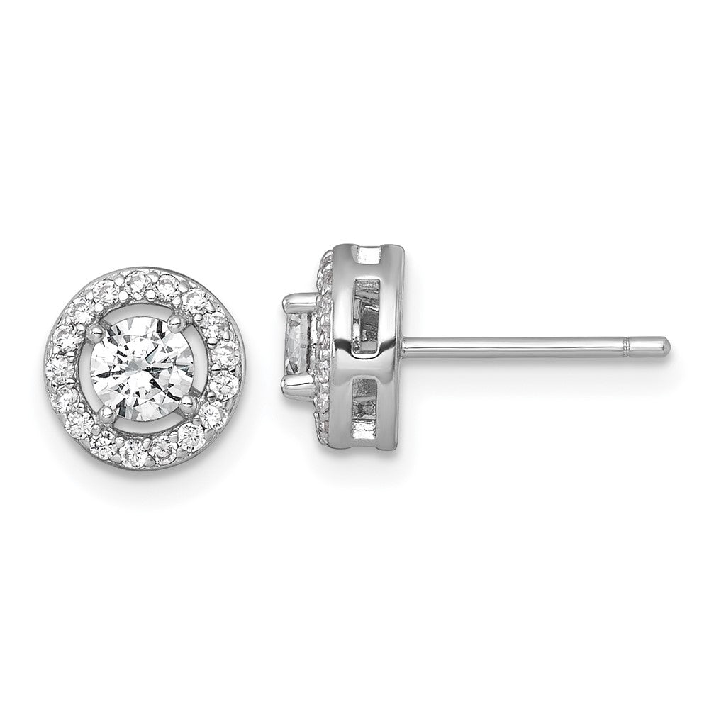 Sterlingsilber Rhodiniert Poliert 8mm Rund Heiligenschein Zirkonia Ohrstecker