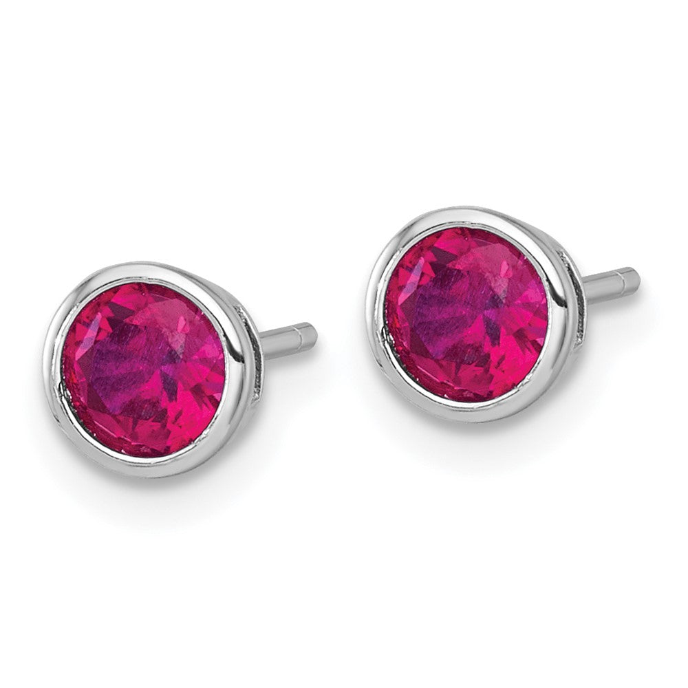 Sterlingsilber Rhodiniert Poliert Zargenfassung Set 6.2mm Rot Zirkonia Ohrstecker