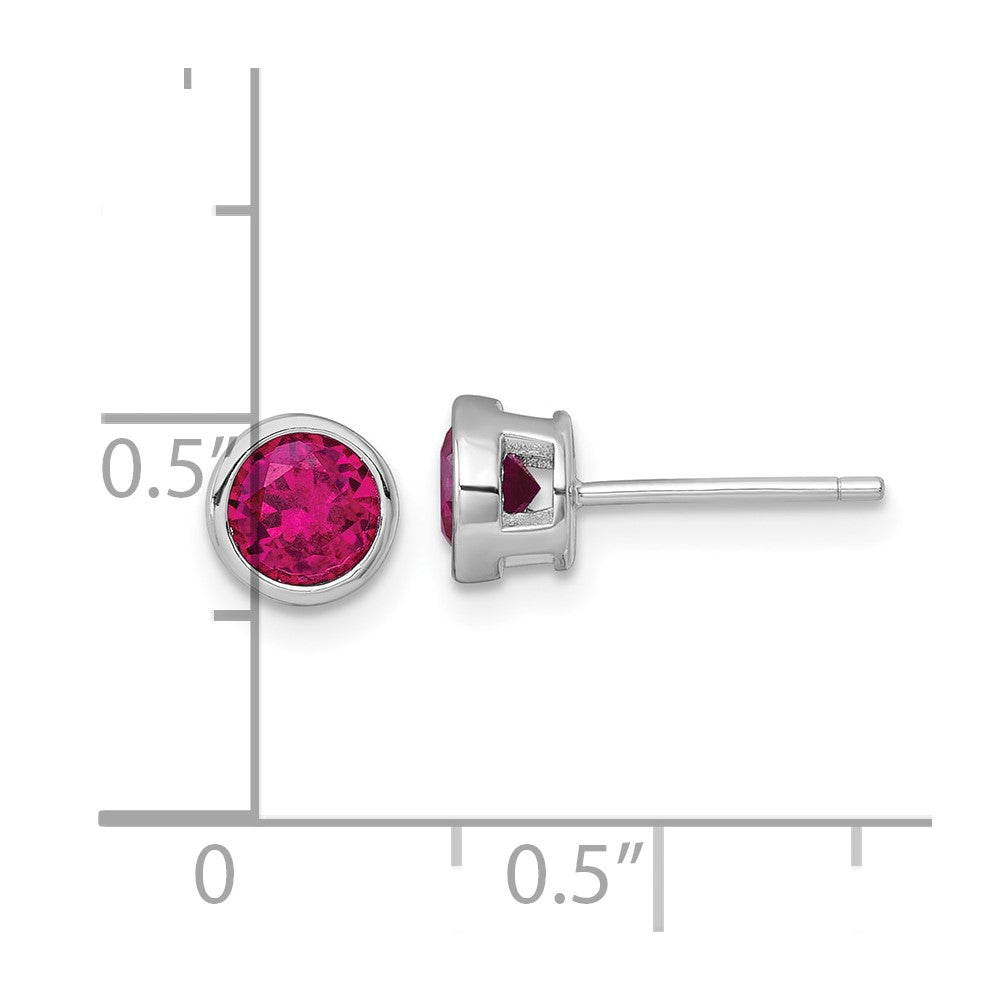 Sterlingsilber Rhodiniert Poliert Zargenfassung Set 6.2mm Rot Zirkonia Ohrstecker