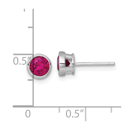 Sterlingsilber Rhodiniert Poliert Zargenfassung Set 6.2mm Rot Zirkonia Ohrstecker