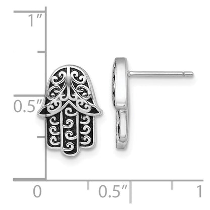 Sterlingsilber Rhodiniert Poliert/oxidized Filigran Hamsa Ohrstecker