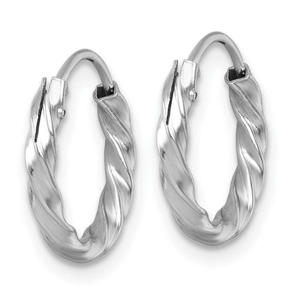 Sterlingsilber Rhodiniert Poliert Gedreht 15.5x2.25mm Rund Creolen