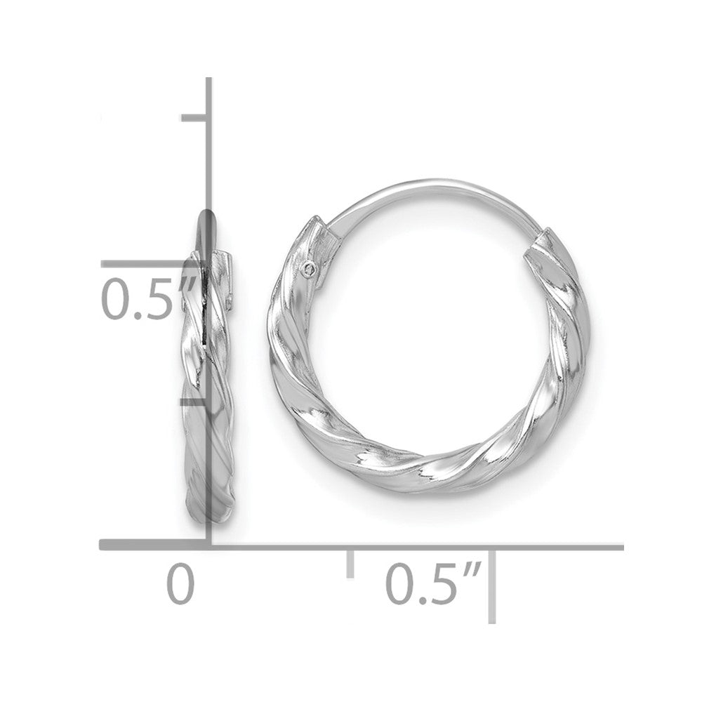 Sterlingsilber Rhodiniert Poliert Gedreht 15.5x2.25mm Rund Creolen