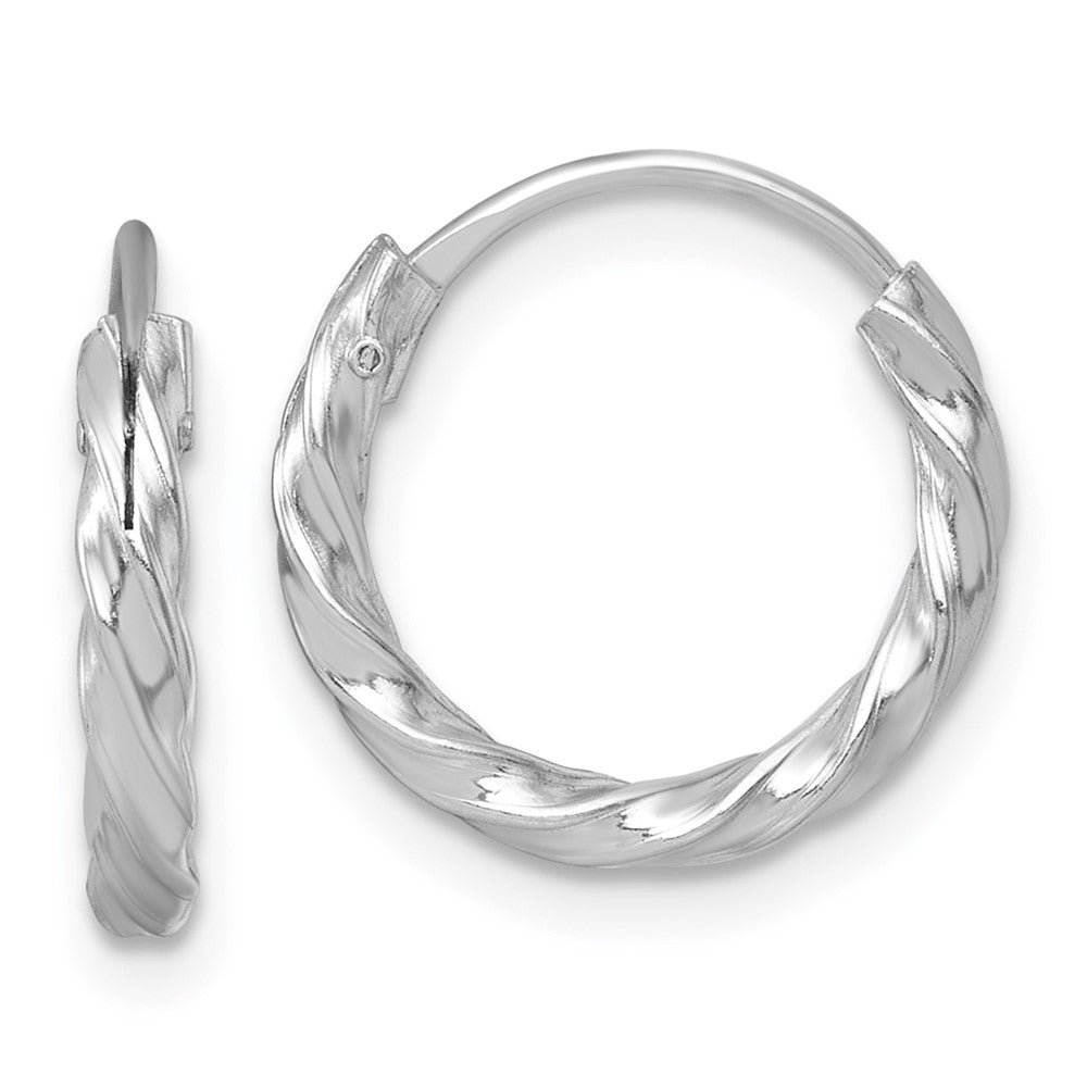 Sterlingsilber Rhodiniert Poliert Gedreht 15.5x2.25mm Rund Creolen