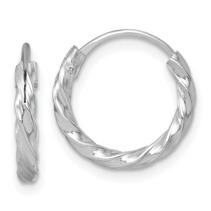Sterlingsilber Rhodiniert Poliert Gedreht 15.5x2.25mm Rund Creolen