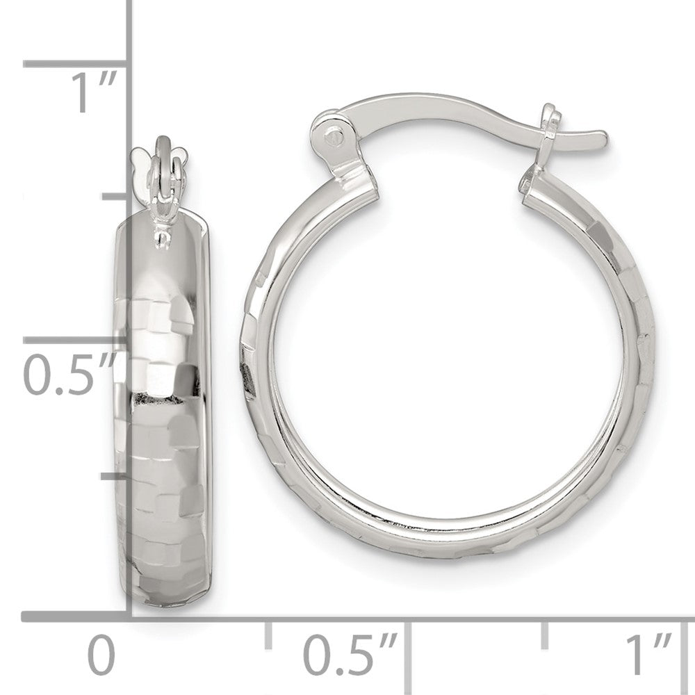 Sterlingsilber Poliert Diamantiert 20x4mm Rund Creolen