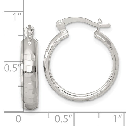 Sterlingsilber Poliert Diamantiert 20x4mm Rund Creolen