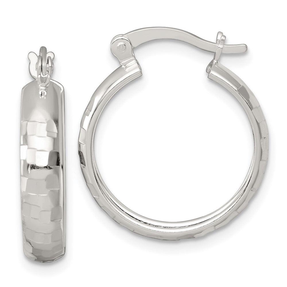 Sterlingsilber Poliert Diamantiert 20x4mm Rund Creolen