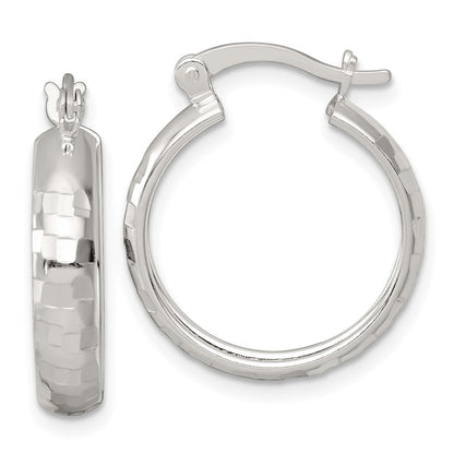 Sterlingsilber Poliert Diamantiert 20x4mm Rund Creolen