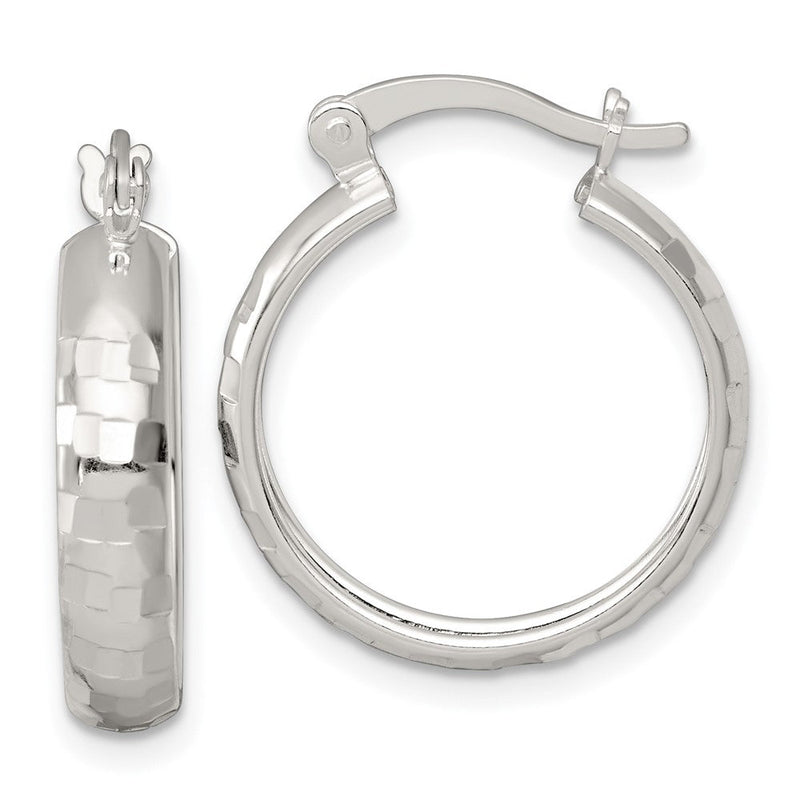 Sterlingsilber Poliert Diamantiert 20x4mm Rund Creolen