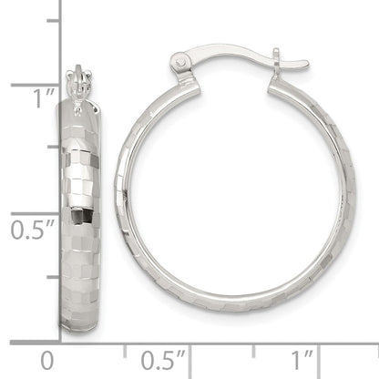 Sterlingsilber Poliert Diamantiert 25x4mm Rund Creolen