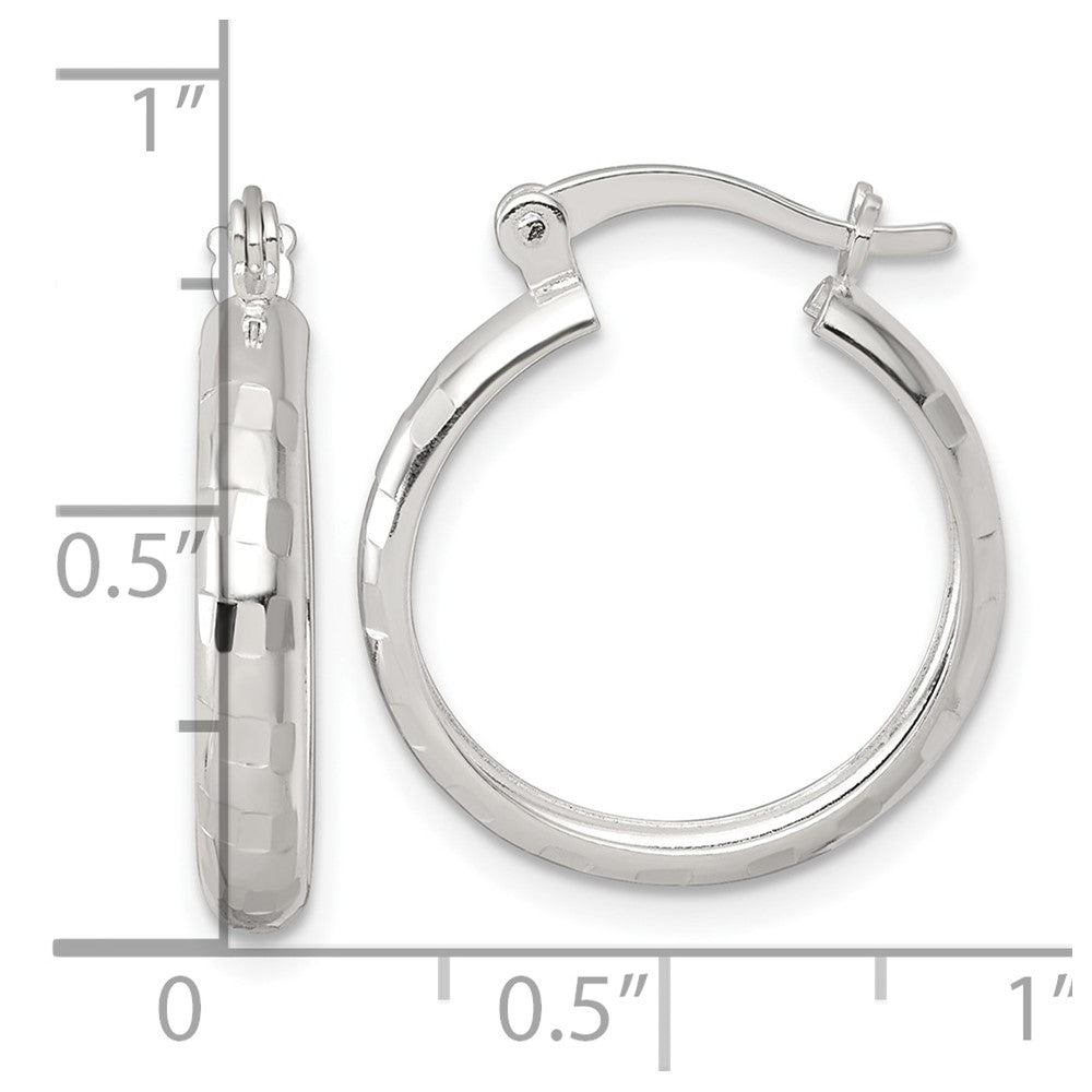Sterlingsilber Poliert Diamantiert 20x3mm Rund Creolen