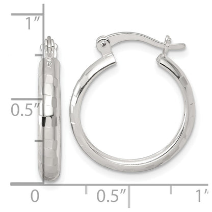 Sterlingsilber Poliert Diamantiert 20x3mm Rund Creolen