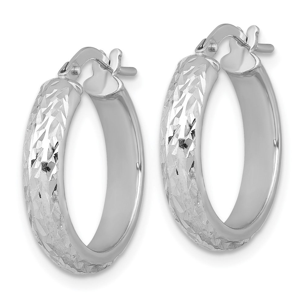 Sterlingsilber Rhodiniert Poliert und Diamantiert Creolen