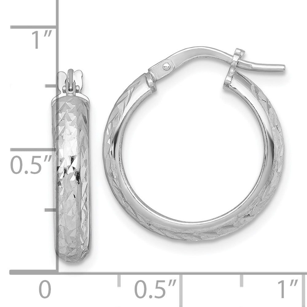 Sterlingsilber Rhodiniert Poliert und Diamantiert Creolen