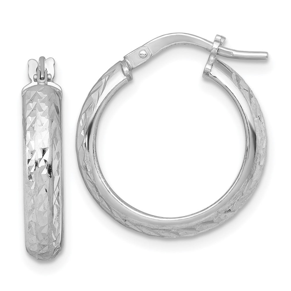 Sterlingsilber Rhodiniert Poliert und Diamantiert Creolen