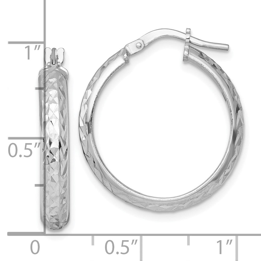 Sterlingsilber Rhodiniert Poliert und Diamantiert Creolen