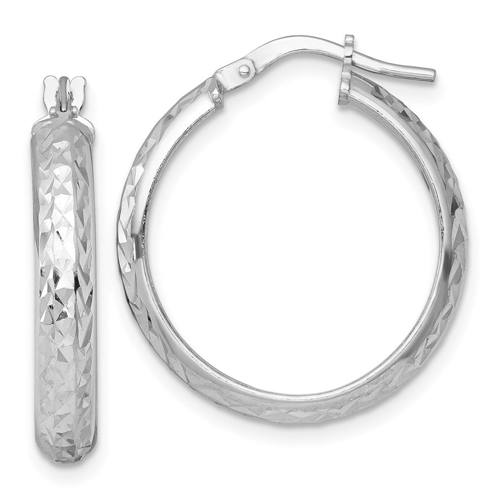 Sterlingsilber Rhodiniert Poliert und Diamantiert Creolen