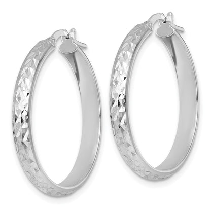 Sterlingsilber Rhodiniert Poliert und Diamantiert Creolen