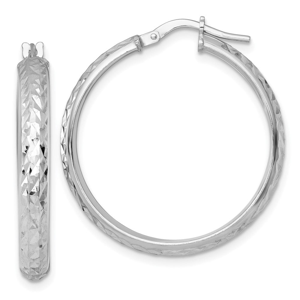 Sterlingsilber Rhodiniert Poliert und Diamantiert Creolen