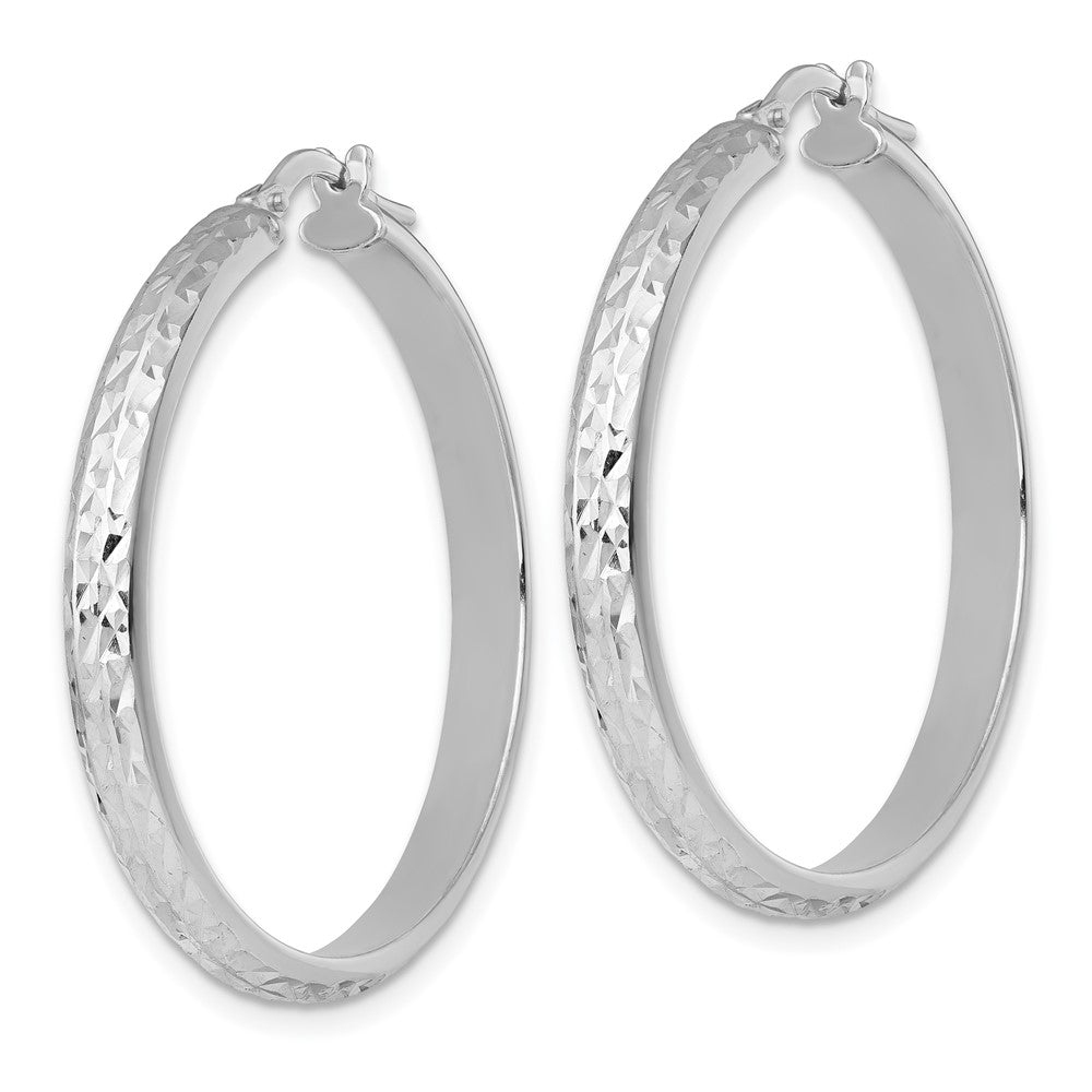 Sterlingsilber Rhodiniert Poliert und Diamantiert Creolen