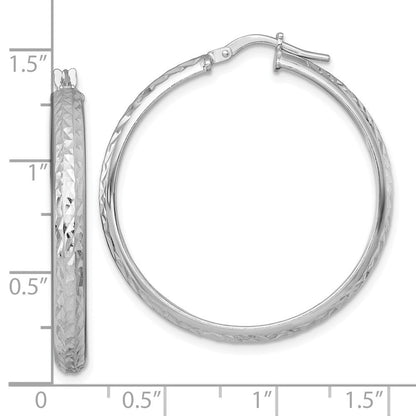 Sterlingsilber Rhodiniert Poliert und Diamantiert Creolen
