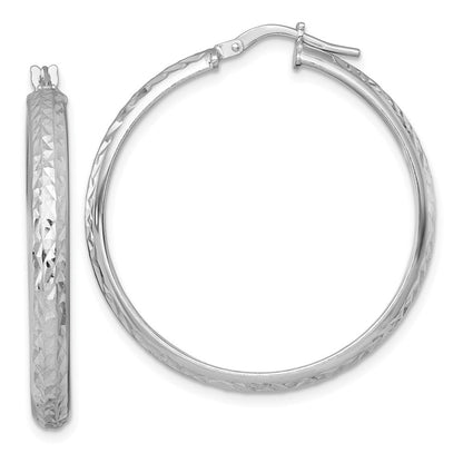Sterlingsilber Rhodiniert Poliert und Diamantiert Creolen