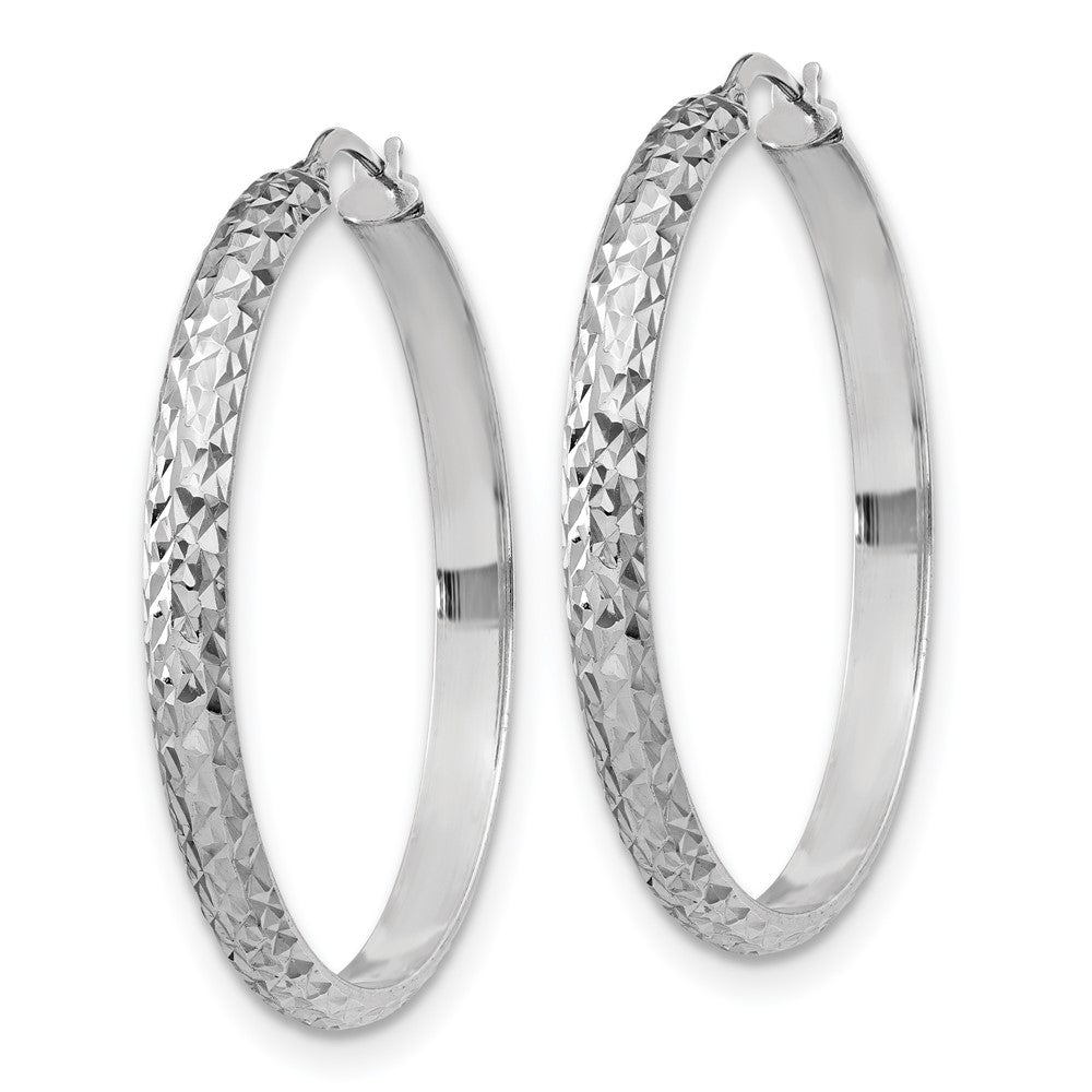Sterlingsilber Rhodiniert Poliert und Diamantiert Creolen