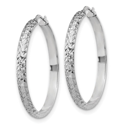 Sterlingsilber Rhodiniert Poliert und Diamantiert Creolen