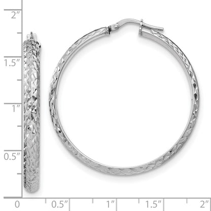 Sterlingsilber Rhodiniert Poliert und Diamantiert Creolen