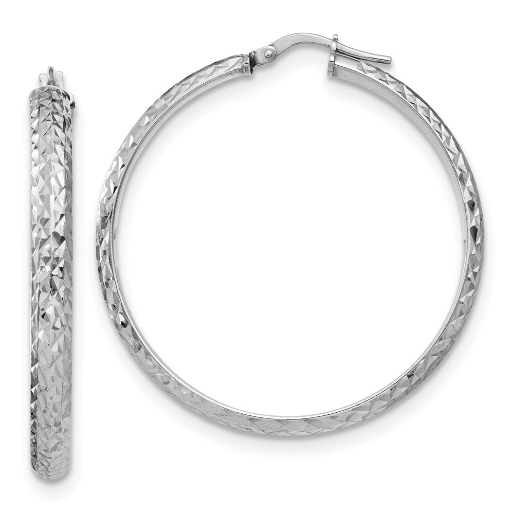 Sterlingsilber Rhodiniert Poliert und Diamantiert Creolen