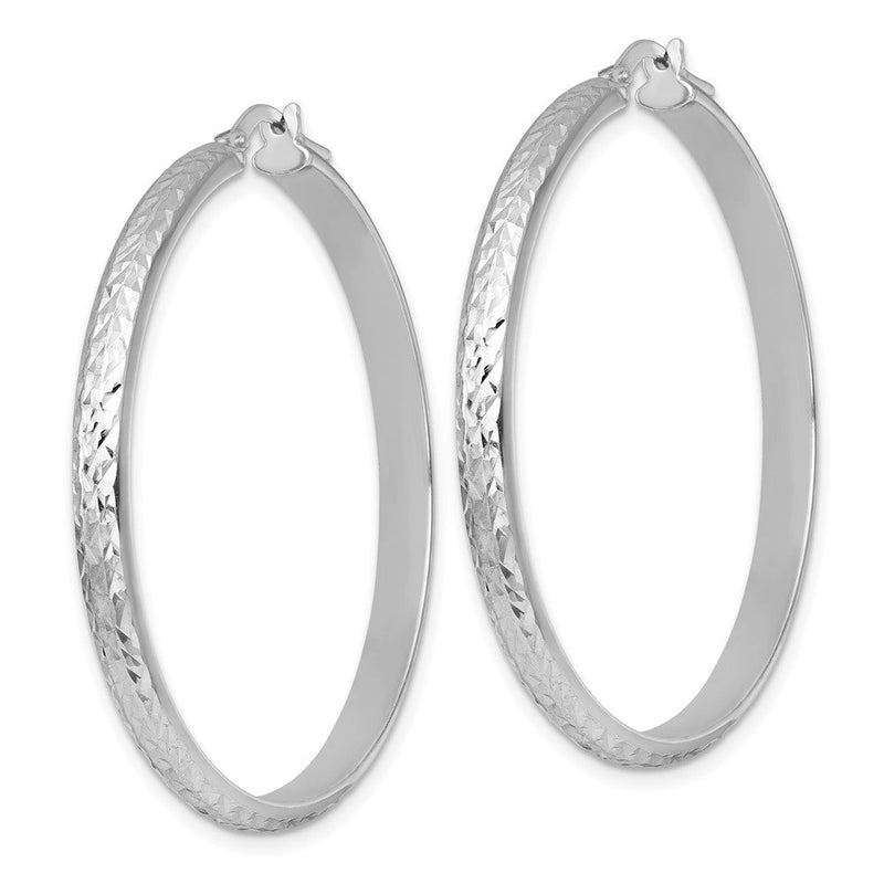 Sterlingsilber Rhodiniert Poliert und Diamantiert Creolen