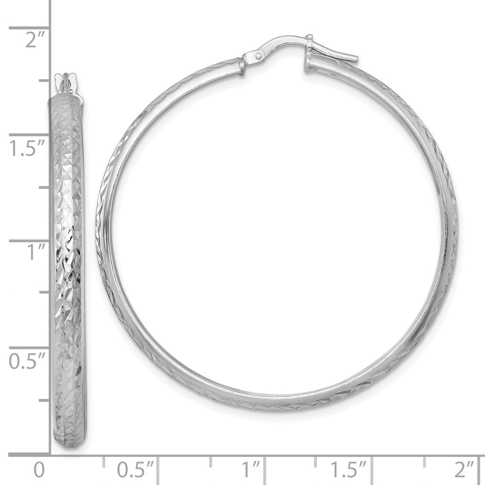 Sterlingsilber Rhodiniert Poliert und Diamantiert Creolen