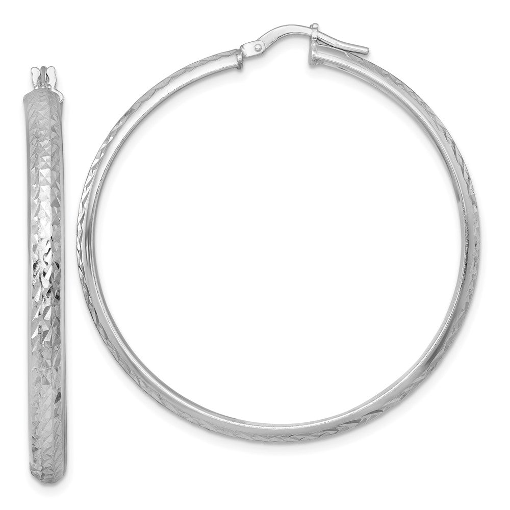 Sterlingsilber Rhodiniert Poliert und Diamantiert Creolen