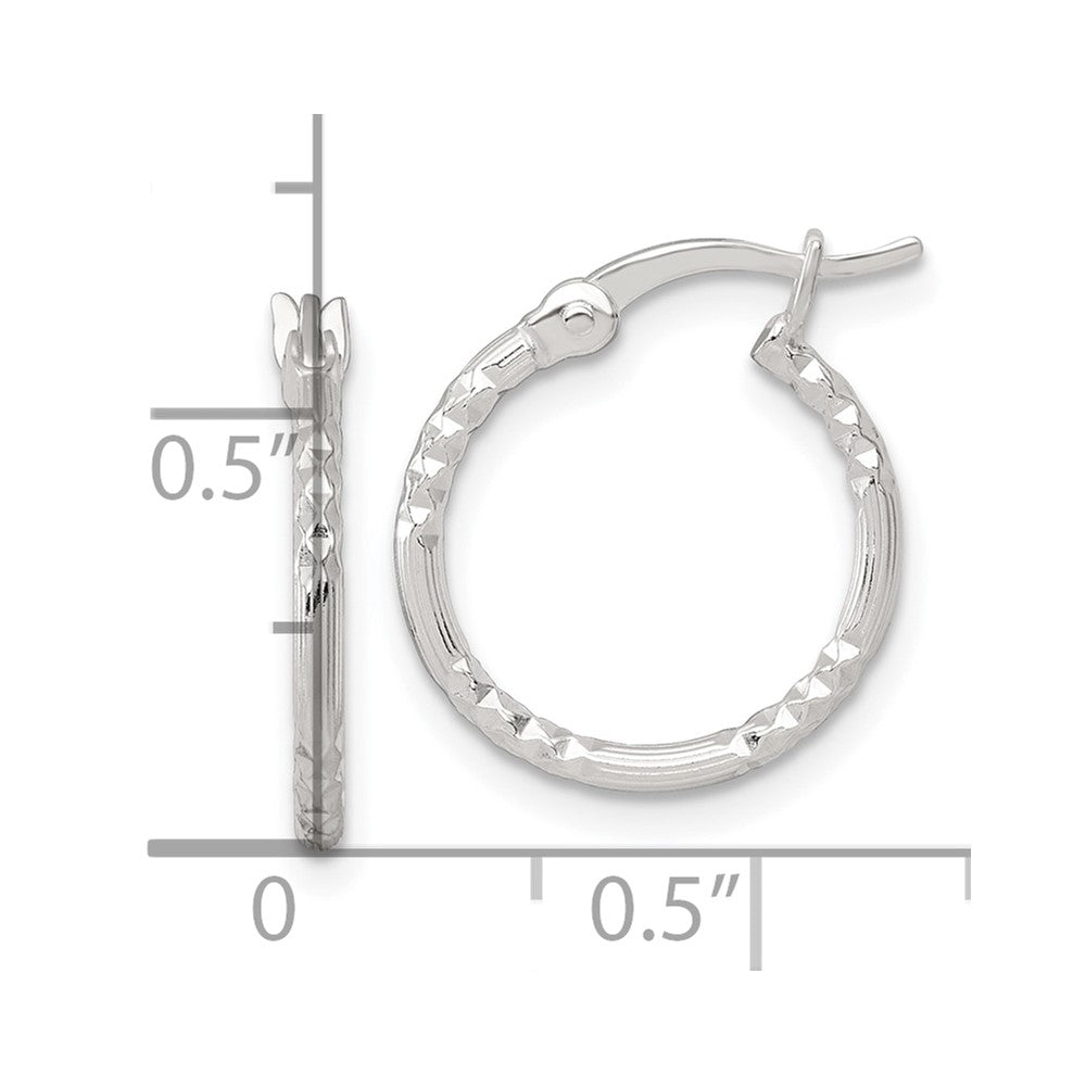 Sterlingsilber Poliert Diamantiert Strukturiert 16x1.5mm Rund Creolen