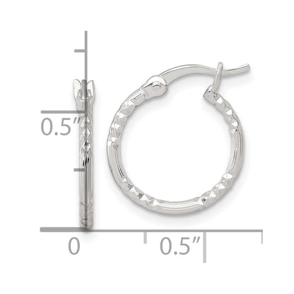 Sterlingsilber Poliert Diamantiert Strukturiert 16x1.5mm Rund Creolen