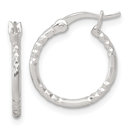Sterlingsilber Poliert Diamantiert Strukturiert 16x1.5mm Rund Creolen
