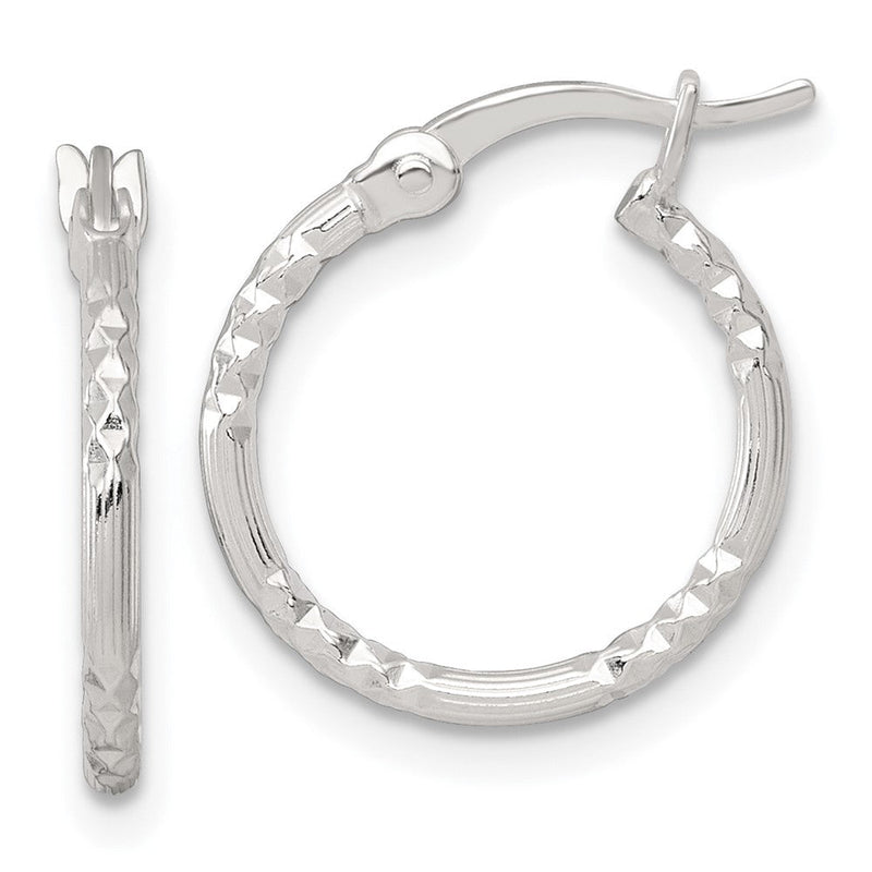 Sterlingsilber Poliert Diamantiert Strukturiert 16x1.5mm Rund Creolen
