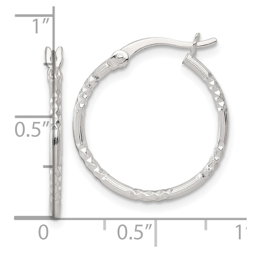 Sterlingsilber Poliert Diamantiert Strukturiert 20x1.5mm Rund Creolen