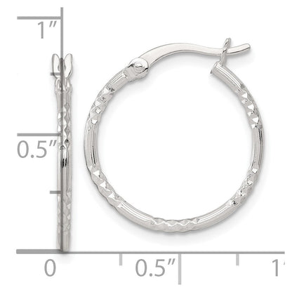 Sterlingsilber Poliert Diamantiert Strukturiert 20x1.5mm Rund Creolen