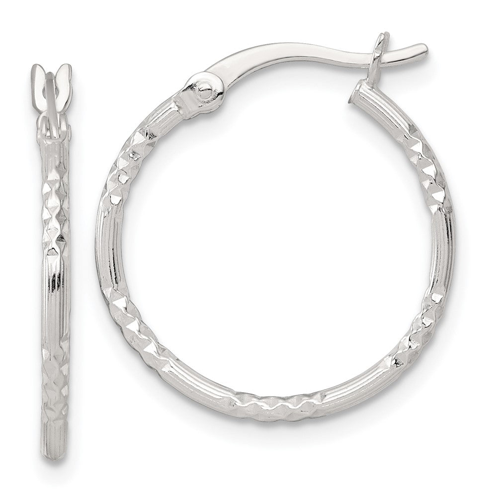 Sterlingsilber Poliert Diamantiert Strukturiert 20x1.5mm Rund Creolen