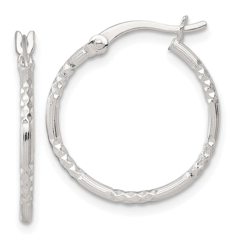 Sterlingsilber Poliert Diamantiert Strukturiert 20x1.5mm Rund Creolen
