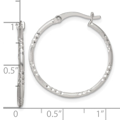 Sterlingsilber Poliert Diamantiert Strukturiert 25x1.5mm Rund Creolen
