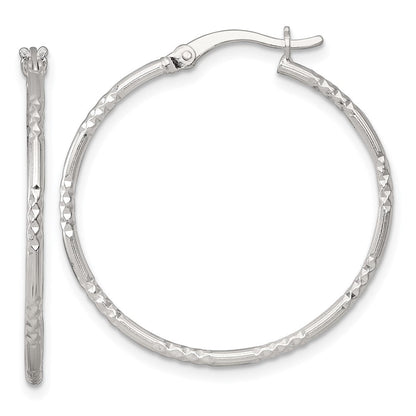 Sterlingsilber Poliert Diamantiert Strukturiert 30x1.5mm Rund Creolen