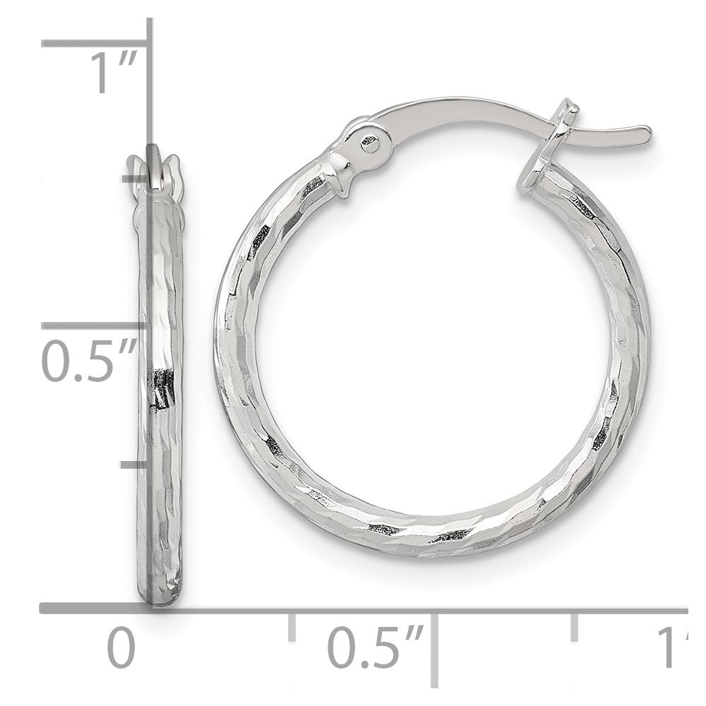 Sterlingsilber Poliert Diamantiert 20x2mm Rund Creolen