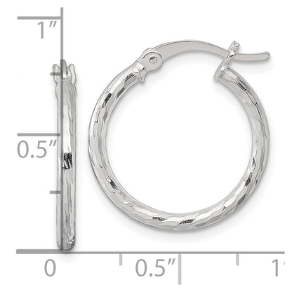 Sterlingsilber Poliert Diamantiert 20x2mm Rund Creolen