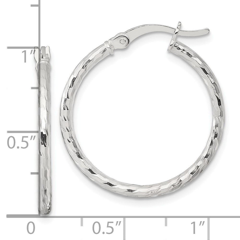 Sterlingsilber Poliert Diamantiert 25x2mm Rund Creolen