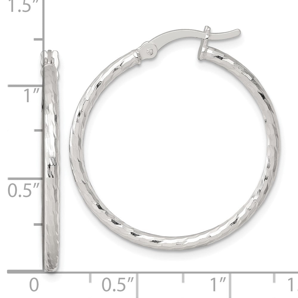 Sterlingsilber Poliert Diamantiert 30x2mm Rund Creolen