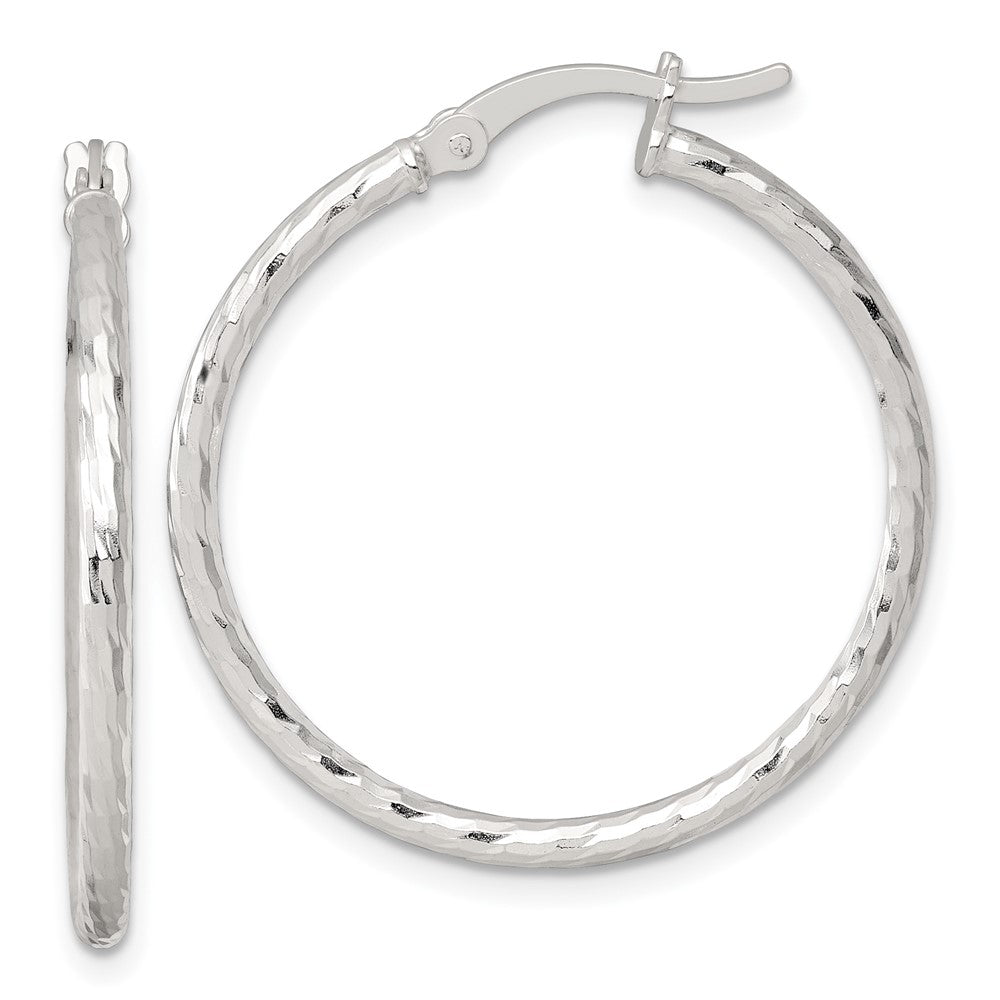 Sterlingsilber Poliert Diamantiert 30x2mm Rund Creolen